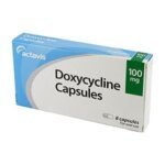 Doxycyklin 100 mg tabletter i blisterförpackning med doseringsanvisningar., Köp Doxycyklin 100 mg Storbritannien